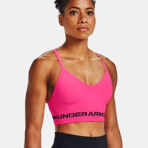 Neon pink under armour sports bra